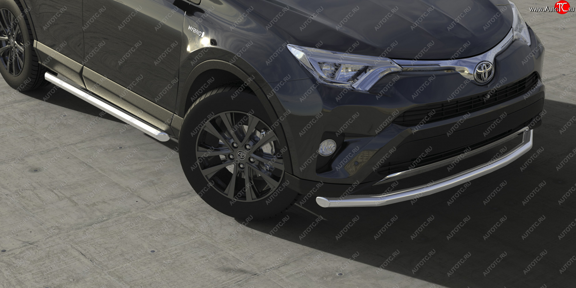 4 649 р. Защита переднего бампера d57 Arbori нерж. сталь для TOYOTA RAV4 2015-2018  Тойота Рав 4 Arbori afzdatr41502  с доставкой в г. Майкоп