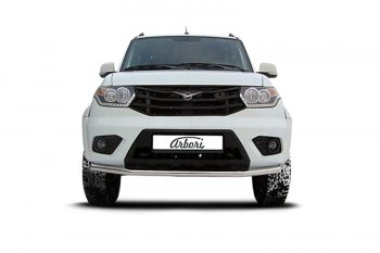 5 899 р. Защита переднего бампера d57 Arbori нерж. сталь для UAZ PATRIOT 2014-нв  Патриот Arbori afzdaup1404  с доставкой в г. Майкоп. Увеличить фотографию 1