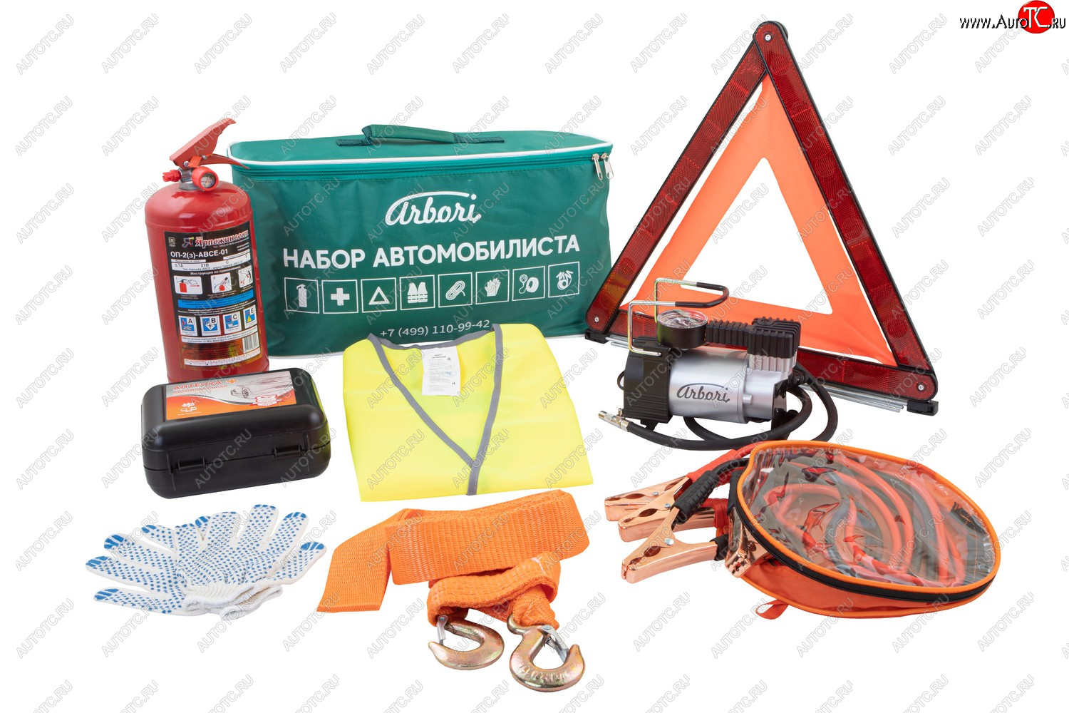 6 599 р. Автомобильный набор ARBORI Extra (Basic + трос 5 т, компрессор 35 л, провода) Arbori afek.extra.01  с доставкой в г. Майкоп