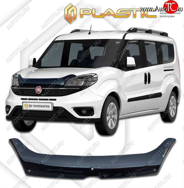 1 899 р. Дефлектор капота CA-Plastic Fiat Doblo 263 рестайлинг (2015-2022) (classic черный, без надписи)  с доставкой в г. Майкоп