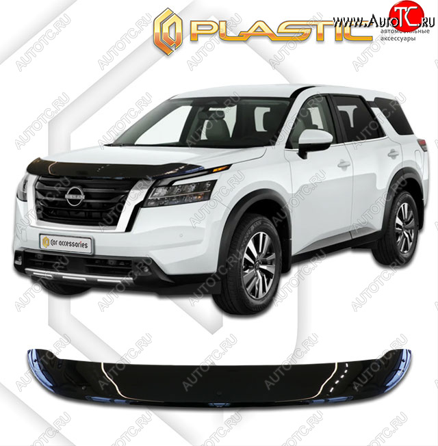2 159 р. Дефлектор капота CA-Plastic  Nissan Pathfinder  R53 (2021-2025) (classic черный, без надписи)  с доставкой в г. Майкоп