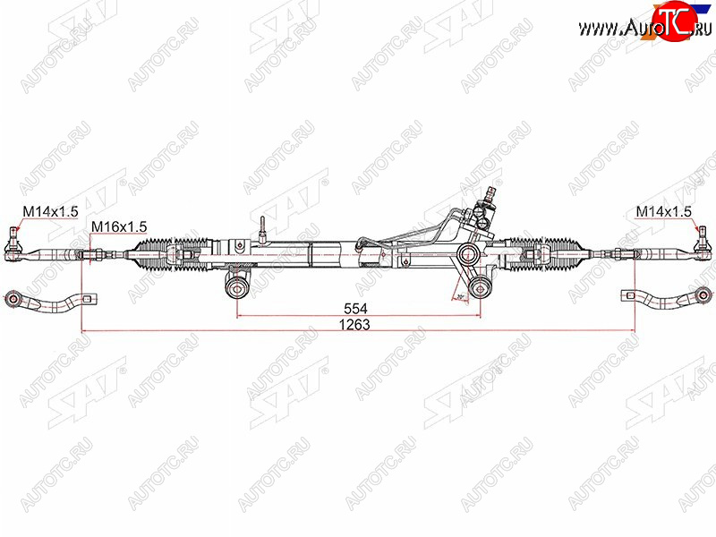16 349 р. Рейка рулевая LHD SAT Toyota Hilux AN120 1-ый рестайлинг (2017-2020)  с доставкой в г. Майкоп