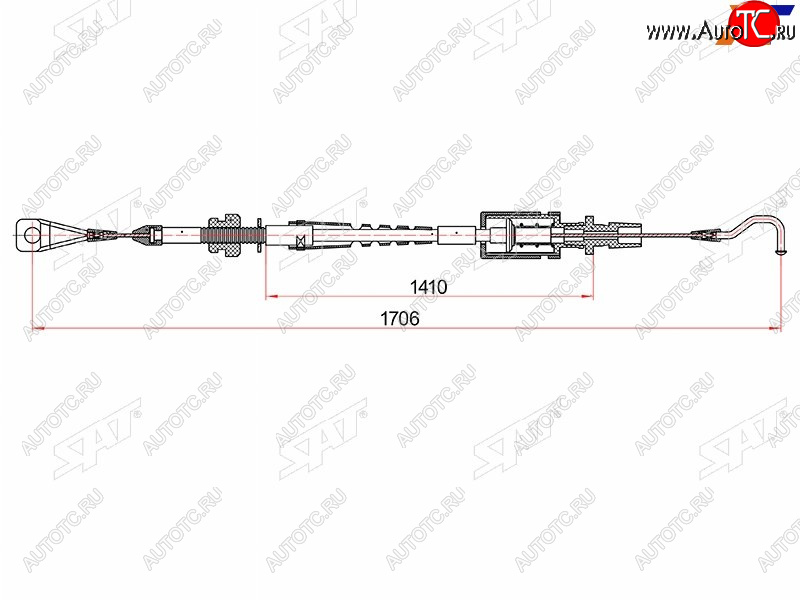 519 р. Трос газа VOLKSWAGEN TRANSPORTER IV 90-03 (1706mm) SAT ST-401-0002  с доставкой в г. Майкоп
