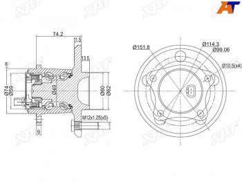 Ступичный узел задн.лев TOYOTA WINDOM MCV30CAMRY ACV40 SAT ST-42460-06010