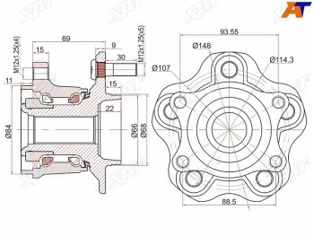 Ступичный узел задн. NISSAN QASHQAI 06-X-TRAIL 07- 4WD SAT ST-43202-JG200
