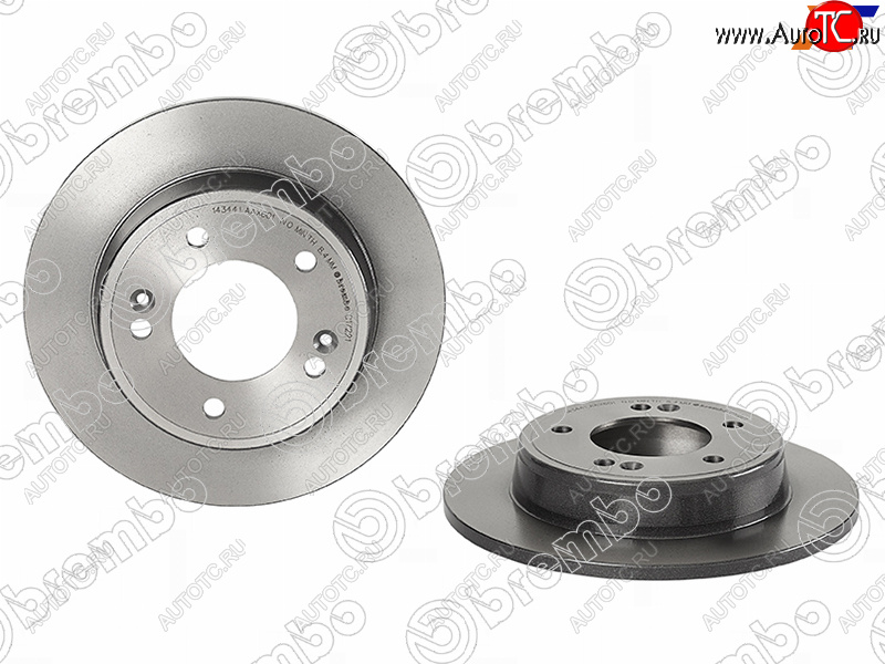 6 499 р. Задний тормозной диск (не вентилируемый, d 262) BREMBO Hyundai Elantra MD дорестайлинг (2010-2013)  с доставкой в г. Майкоп