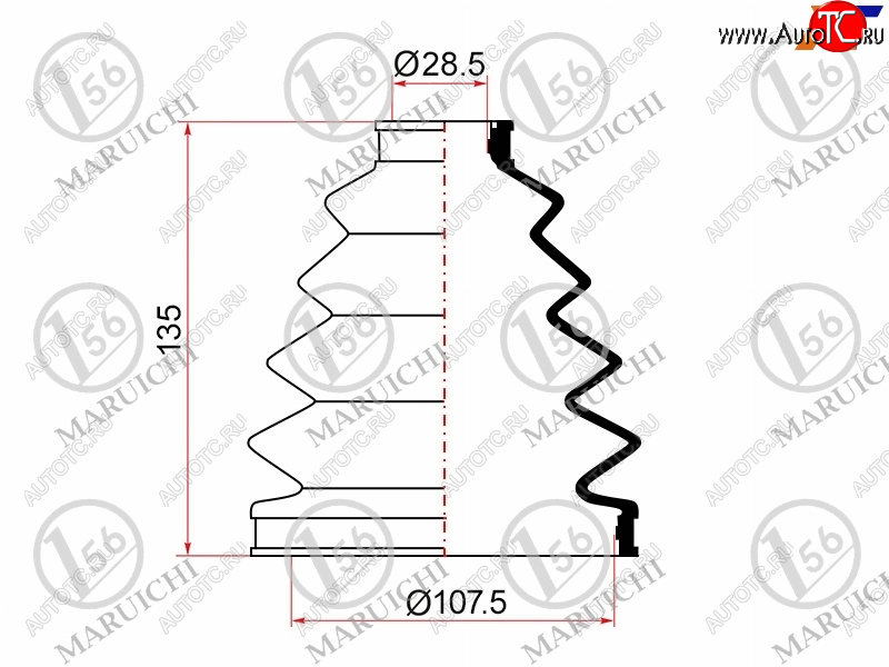 1 129 р. Пыльник ШРУСа наружный TOYOTA LAND CRUISER 100 ##J101 98-07 MARUICHI 02-145  с доставкой в г. Майкоп