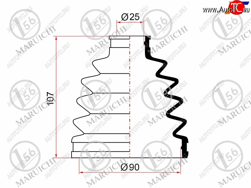649 р. Пыльник ШРУСа наружный TOYOTA CAMRY ACV4# 06-09RAV4 ACA2# 2AZFE 03-05IPSUM ACM2# 01-09HONDA ACCOR MARUICHI 02-164  с доставкой в г. Майкоп