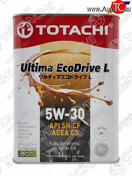 4 099 р. Масло моторное синтетическое TOTACHI Ultima Ecodrive L 5W-30 SNCF, C3 4л TOTACHI 12104  с доставкой в г. Майкоп
