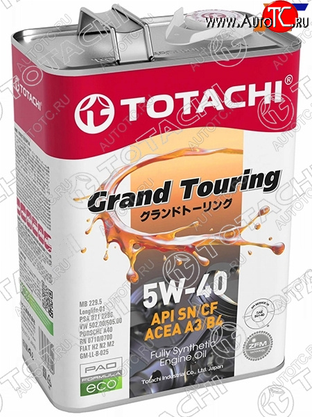 4 499 р. Масло моторное синтетическое TOTACHI Grand Touring 5W-40 SNCF, A3B4 4л TOTACHI 11904  с доставкой в г. Майкоп
