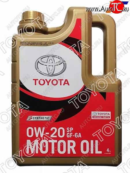 4 399 р. Масло моторное TOYOTA (пластиковая канистра) 0W-20 SPGF-6A 4Л (Синтетика) ОАЭ TOYOTA 08880-84355  с доставкой в г. Майкоп