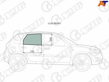 2 569 р. Стекло боковое опускное (Сзади Справа Цвет зеленый) Datsun mi-Do 14-21  on-DO 14-19  LADA Granta XYG 1118 RD/RH  с доставкой в г. Майкоп. Увеличить фотографию 1