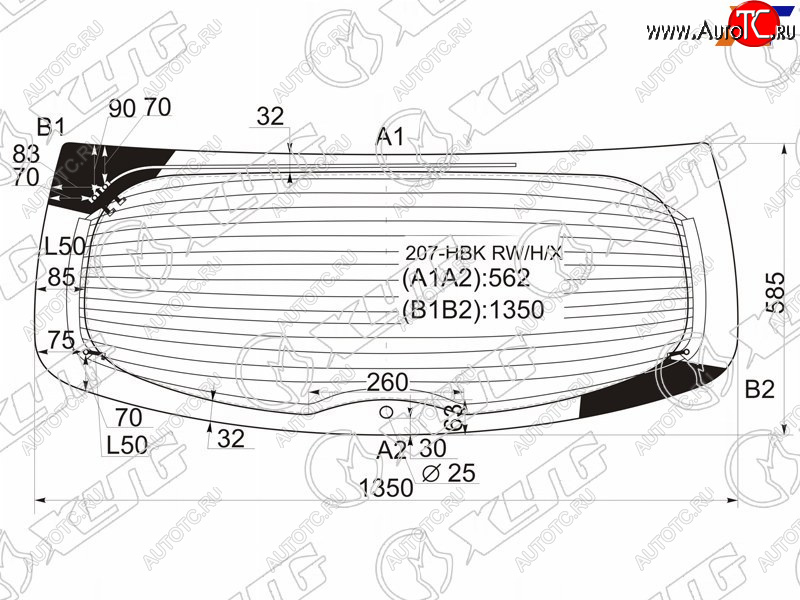 12 449 р. Стекло заднее с обогревом PEUGEOT 207 3/5D HBK 06-12 XYG 207-HBK RW/H/X, 207hbkrwhx XYG 207-HBK RW/H/X  с доставкой в г. Майкоп