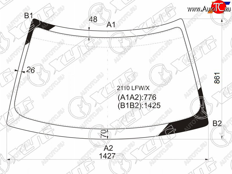 4 899 р. Стекло лобовое LADA 2110 95-14  2111 97-14  2112 99-09  Priora 07-18 XYG 2110 LFW/X  с доставкой в г. Майкоп