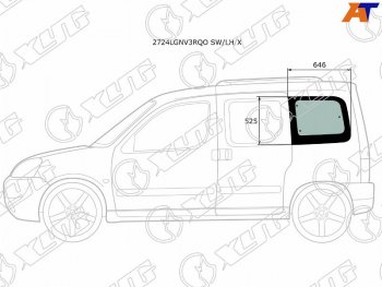 1 759 р. Стекло кузова боковое (не опускное) (Слева Цвет зеленый) Citroen Berlingo 96-12  Peugeot Partner 9 XYG 2724LGNV3RQO SW/LH/X  с доставкой в г. Майкоп. Увеличить фотографию 1
