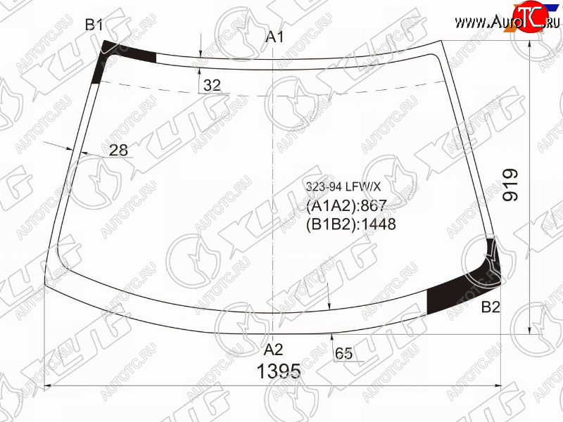 7 299 р. Стекло лобовое Mazda 323 94-00  Lantis 93-97 XYG 323-94 LFW/X  с доставкой в г. Майкоп