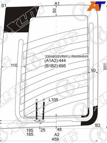 5 399 р. Стекло заднее (Цвет зеленый Обогрев) Fiat Doblo 01-16 XYG 3354BGSVRW1J RW/RH/H/X  с доставкой в г. Майкоп. Увеличить фотографию 1