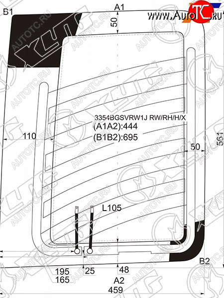 5 399 р. Стекло заднее (Цвет зеленый Обогрев) Fiat Doblo 01-16 XYG 3354BGSVRW1J RW/RH/H/X  с доставкой в г. Майкоп