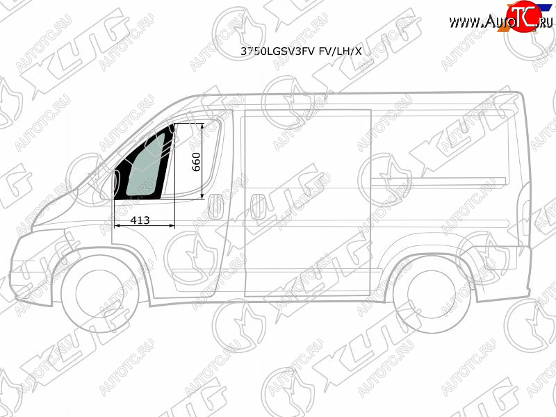 1 759 р. Стекло форточки (Спереди Слева Цвет зеленый) Peugeot Boxer 06-  Citroen Jumper 06-  Fiat Ducato XYG 3750LGSV3FV FV/LH/X  с доставкой в г. Майкоп