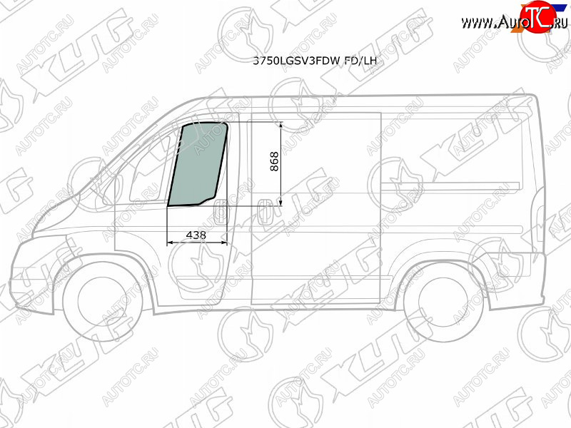 2 789 р. Стекло боковое опускное (Спереди Слева Цвет зеленый) Peugeot Boxer 06-  Citroen Jumper 06-  Fiat XYG 3750LGSV3FDW FD/LH  с доставкой в г. Майкоп
