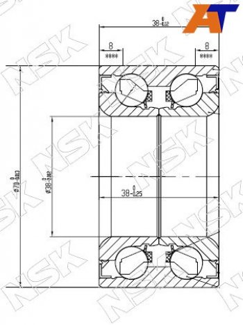 2 679 р. Подшипник передней ступицы наружний TOYOTA RUSHCAMITERIOSPYZAR (без ABS)                          NSK 38BWD21  с доставкой в г. Майкоп. Увеличить фотографию 1