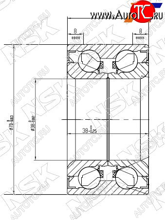 2 679 р. Подшипник передней ступицы наружний TOYOTA RUSHCAMITERIOSPYZAR (без ABS)                          NSK 38BWD21  с доставкой в г. Майкоп