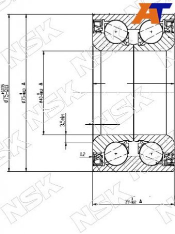 3 399 р. Подшипник передней ступицы TOYOTA VITZBELTARACTIS 05- (с ABS) NSK 40BWD17  с доставкой в г. Майкоп. Увеличить фотографию 2