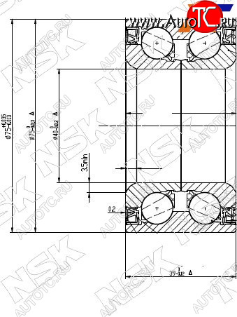3 399 р. Подшипник передней ступицы TOYOTA VITZBELTARACTIS 05- (с ABS) NSK 40BWD17  с доставкой в г. Майкоп