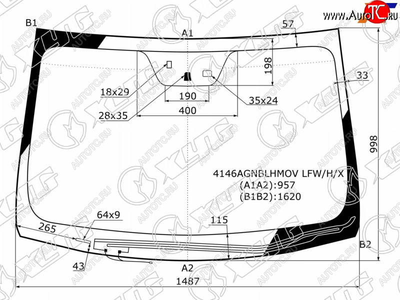 8 649 р. Стекло лобовое (Обогрев щеток Датчик дождя Сборка Россия) Hyundai i40 11-17 XYG 4146AGNBLHMOV LFW/H/X  с доставкой в г. Майкоп
