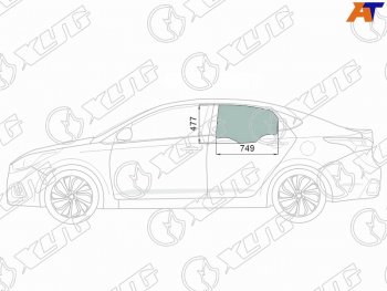 2 699 р. Стекло боковое опускное (Сзади Слева Цвет зеленый Крепления) Hyundai Solaris 17-20  Accent 17-22 XYG 4168LGNS4RD RD/LH  с доставкой в г. Майкоп. Увеличить фотографию 1