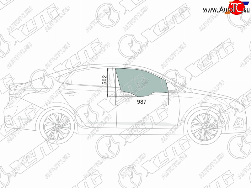 2 569 р. Стекло боковое опускное (Спереди Справа Цвет зеленый Крепления) Hyundai Solaris 17-20  Accent 17 XYG 4168RGNS4FD FD/RH  с доставкой в г. Майкоп