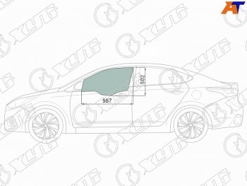 2 569 р. Стекло боковое опускное (Спереди Слева Цвет зеленый Крепления) Hyundai Solaris 17-20  Accent 17- XYG 4168LGNS4FD FD/LH  с доставкой в г. Майкоп. Увеличить фотографию 1