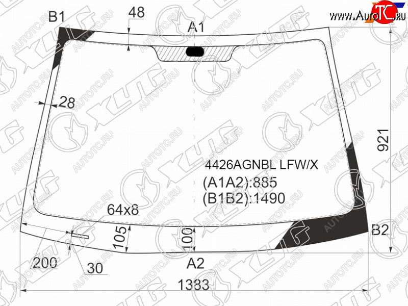 5 249 р. Стекло лобовое Kia Rio 05-09 XYG 4426AGNBL LFW/X  с доставкой в г. Майкоп