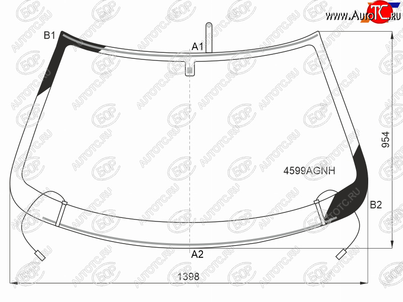 14 699 р. Стекло лобовое (Обогрев полный) Datsun mi-Do 14-  on-DO 14-19  LADA Granta 11-  Kalina Sport 14-1 BOR 4599AGNH  с доставкой в г. Майкоп