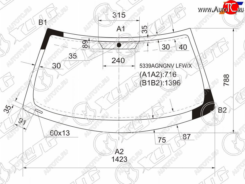 9 349 р. Стекло лобовое Mercedes-Benz SLK-Class 96-04 XYG 5339AGNGNV LFW/X  с доставкой в г. Майкоп