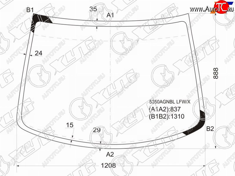 4 649 р. Стекло лобовое Smart Fortwo 98-07 XYG 5350AGNBL LFW/X  с доставкой в г. Майкоп