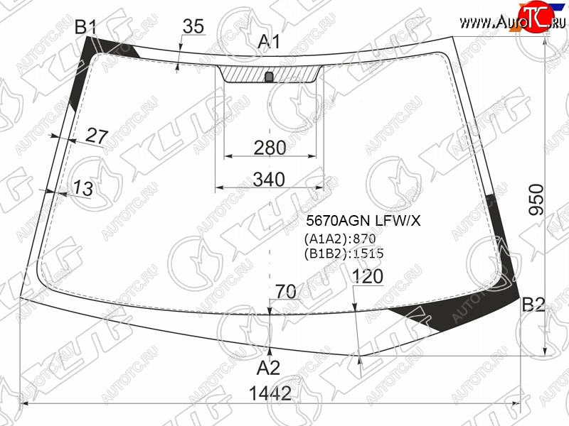 5 999 р. Стекло лобовое Mitsubishi Lancer 02-10  Lancer Evolution 01-08 XYG 5670AGN LFW/X  с доставкой в г. Майкоп