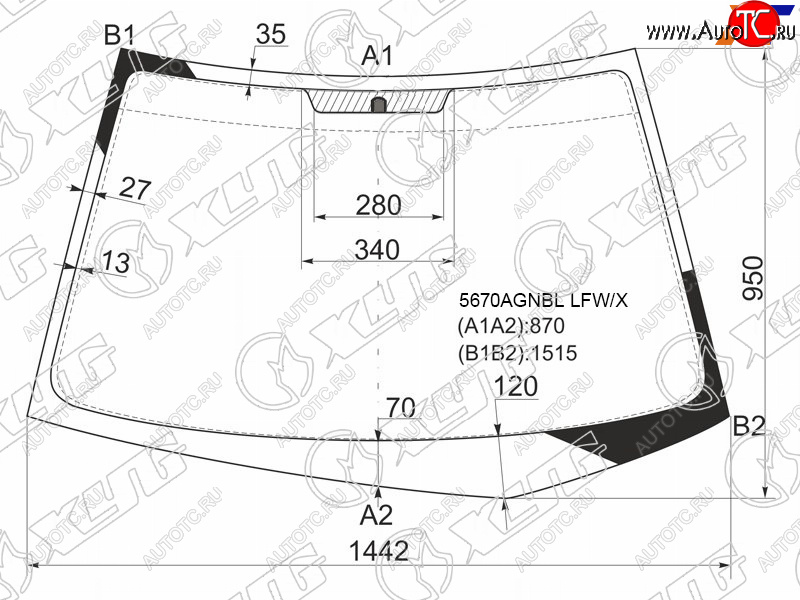 5 999 р. Стекло лобовое Mitsubishi Lancer 02-10  Lancer Evolution 01-08 XYG 5670AGNBL LFW/X  с доставкой в г. Майкоп