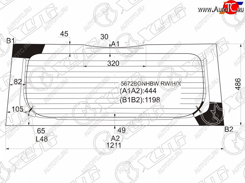 7 999 р. Стекло заднее (Цвет зеленый Обогрев) Mitsubishi Colt 02-12 XYG 5672BGNHBW RW/H/X  с доставкой в г. Майкоп