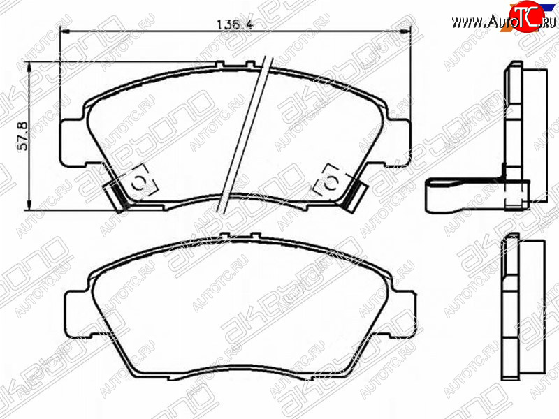 2 149 р. Колодки тормозные AKEBONO (передние) Honda Civic ES седан дорестайлинг (2000-2003)  с доставкой в г. Майкоп