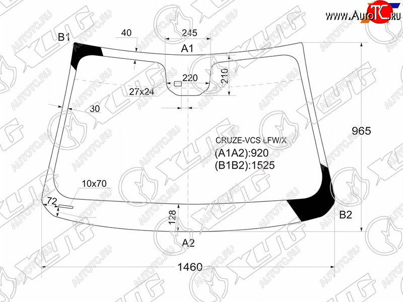 5 599 р. Стекло лобовое (Датчик дождя) Chevrolet Cruze 09-15  Daewoo Lacetti 08-11 XYG CRUZE-VCS LFW/X  с доставкой в г. Майкоп