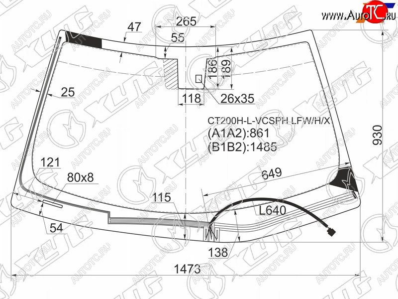 7 999 р. Стекло лобовое (Обогрев щеток Датчик дождя) Lexus CT 11- XYG CT200H-L-VCSPH LFW/H/X  с доставкой в г. Майкоп