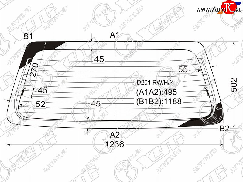 6 599 р. Стекло заднее (Цвет зеленый Обогрев) Mazda Demio 96-02 XYG D201 RW/H/X  с доставкой в г. Майкоп