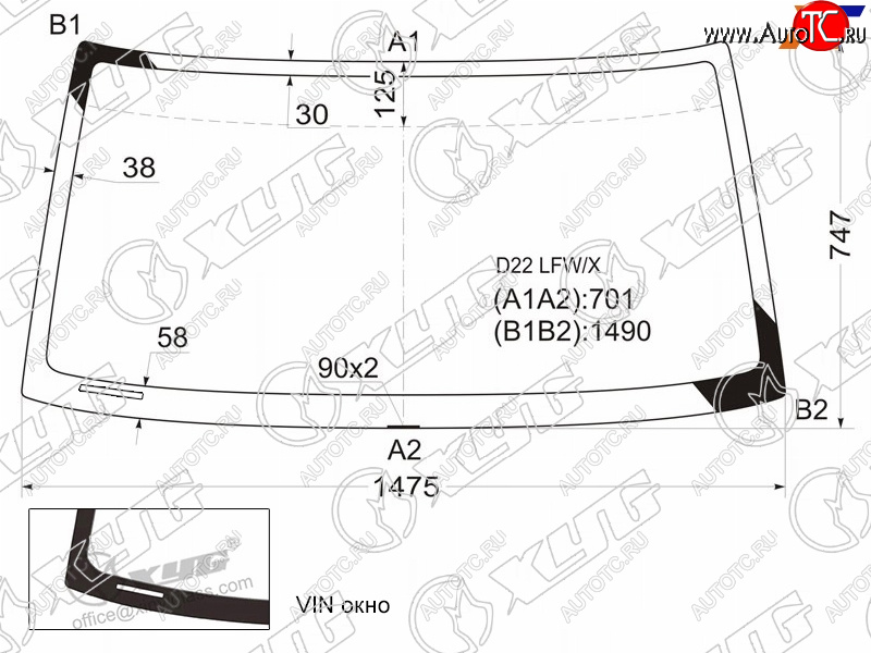 4 499 р. Стекло лобовое Nissan Terrano 86-96  Datsun 85-02  Frontier 97-04  Navara 98-05 XYG D22 LFW/X  с доставкой в г. Майкоп