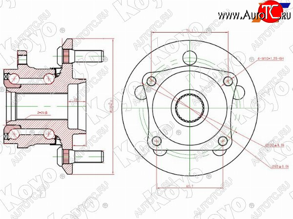 10 499 р. Ступичный узел задн. TOYOTA VISTA ARDEOCALDINAALLIONWISHOPAAVENSIS AZT255 4WD 98-07 KOYO DACF2146A  с доставкой в г. Майкоп