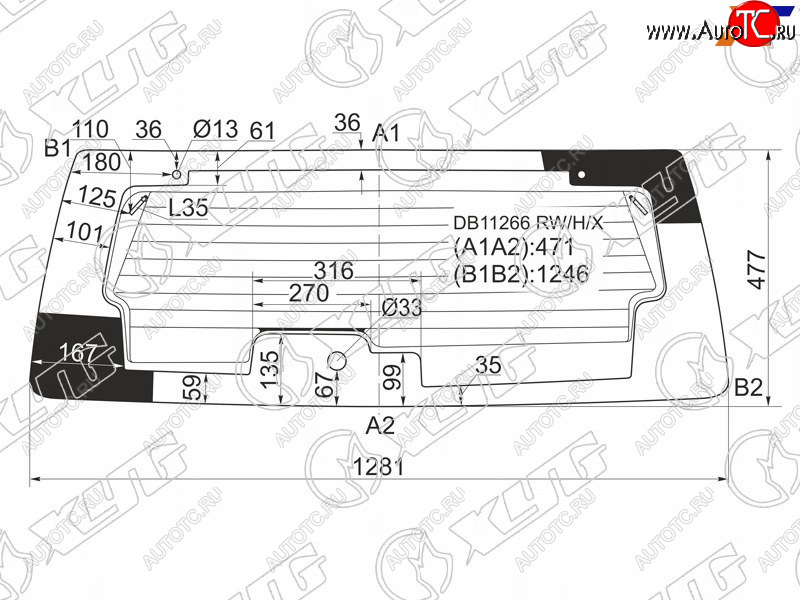 9 549 р. Стекло заднее (Цвет зеленый Обогрев) Ford Escape 07-12 XYG DB11266 RW/H/X  с доставкой в г. Майкоп