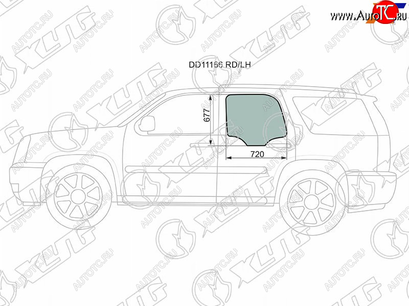 1 799 р. Стекло боковое опускное (Сзади Слева Цвет зеленый) Chevrolet Tahoe 06-14 XYG DD11166 RD/LH  с доставкой в г. Майкоп