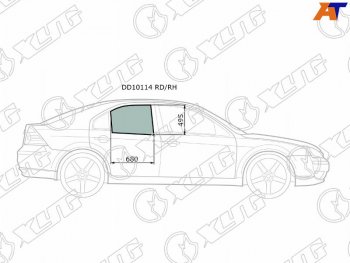 2 599 р. Стекло боковое опускное (Сзади Справа Цвет зеленый) Ford Mondeo 00-07 XYG DD10114 RD/RH  с доставкой в г. Майкоп. Увеличить фотографию 1