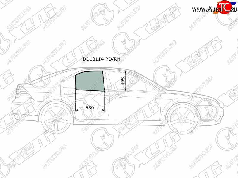 2 599 р. Стекло боковое опускное (Сзади Справа Цвет зеленый) Ford Mondeo 00-07 XYG DD10114 RD/RH  с доставкой в г. Майкоп
