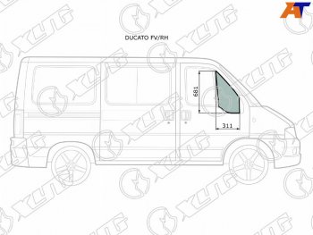 2 399 р. Стекло форточки (уголок) переднее правое  PEUGEOT BOXERCITROEN JUMPERFIAT DUCATO 94-06             XYG DUCATO FV/RH  с доставкой в г. Майкоп. Увеличить фотографию 1